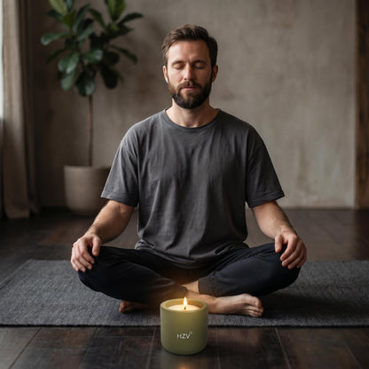 HZV Manly Stress Relief Scented Candle for Men, Soy Wax Moss Forest Aroma Candle, 25H Long Lasting Clean Burning for Relax Meditation Yoga Spa, Unique Candle Gifts for Father Husband Boyfriend