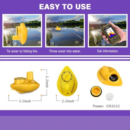 LUCKYLAKER Wireless Handheld Fish Finder Boat Portable Waterproof Depth Finder Display Transducer Kayak Fish Finders Sea Sonar Ice Fishing