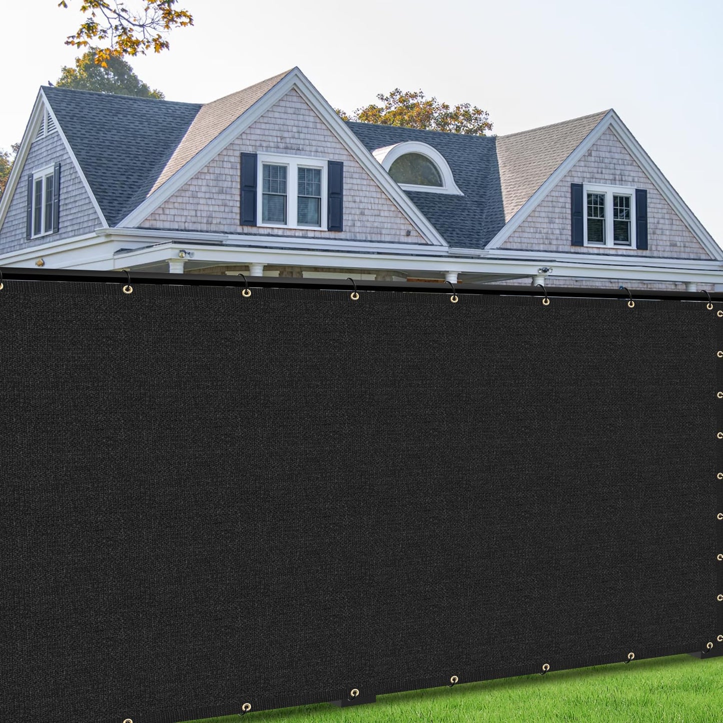 SHADEWIZ 7' x 50' Custom Size Black Privacy Screen Fence Cover Heavy Duty Fencing Mesh with Zip Tie for Deck, Patio, Backyard, Outdoor Pool, Porch, Railing - We Can Make Custom Sizes