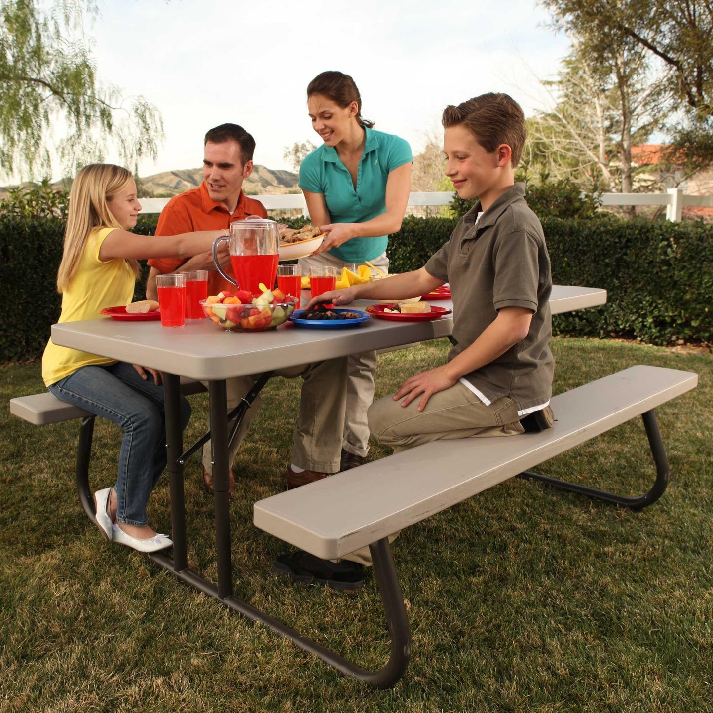 LIFETIME 6‑Foot Folding Picnic Table, Outdoor Portable Bench Seating for 8, UV‑Protected HDPE, Powder‑Coated Steel Frame, Stain‑Resistant, Folds Flat for Storage