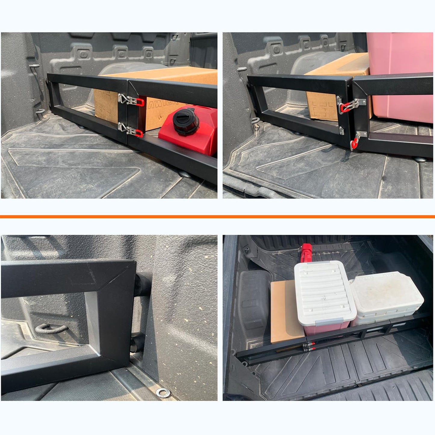 KNAWIER Truck Bed Cargo Divider for Full Size Truck, Compatible with Silverado,F150,F250,Sierra 1500,Titan,Foldable,No Drilling