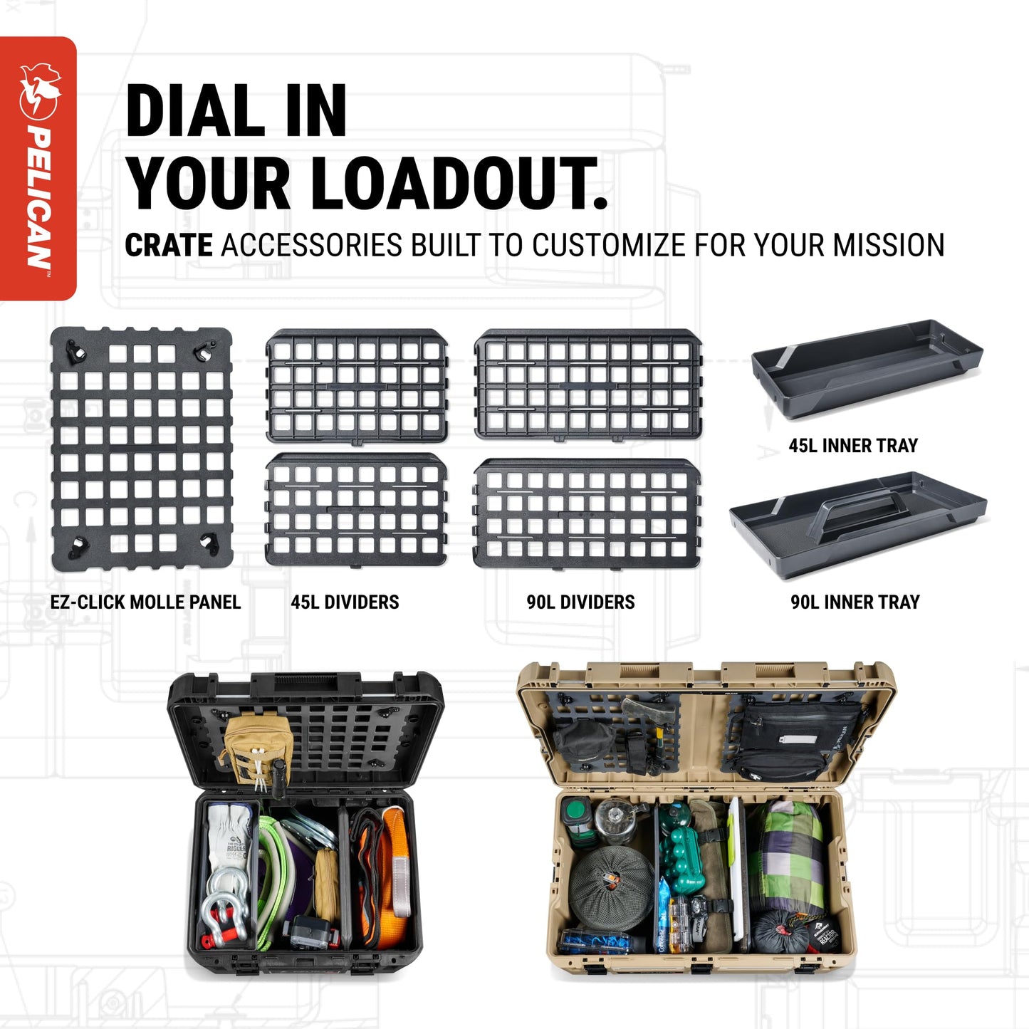 Pelican Crate - 45 Liter Storage Case - Cargo Box, Transport Case, Overland Case (Desert Tan)