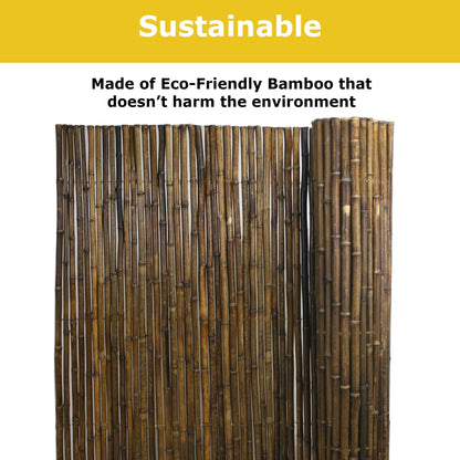 Forever Bamboo Natural Bamboo Fencing Garden Screen Rolled Fence Panel Black 0.75 in D x 3 ft H x 8 ft L