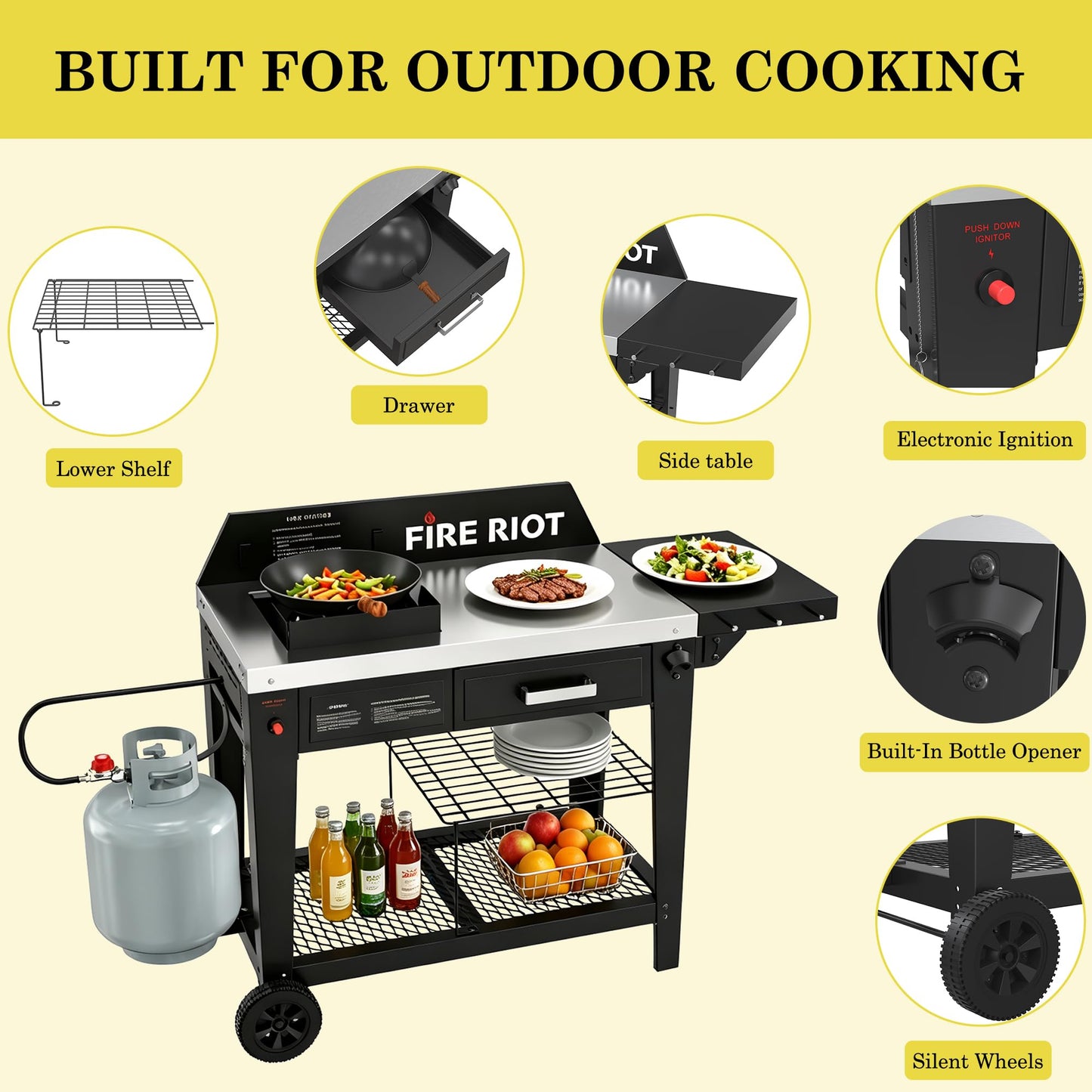 Heavy-Duty Outdoor Wok Cooking Station – 50,000 BTU Wok Burner - High-Performance 12.59” Carbon Steel Wok - Perfect for Stir-Frying, Searing, Tailgating, Fishing and Outdoor Wok Station