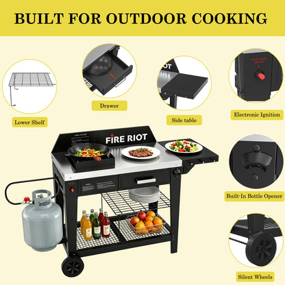 Heavy-Duty Outdoor Wok Cooking Station – 50,000 BTU Wok Burner - High-Performance 12.59” Carbon Steel Wok - Perfect for Stir-Frying, Searing, Tailgating, Fishing and Outdoor Wok Station