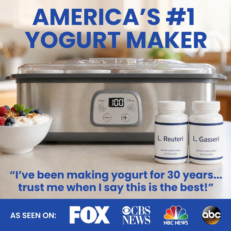 Ultimate Probiotic Yogurt Maker with Adjustable Time & Temperature Control, Make Trillions of Probiotics for Better Gut Health, Two 1-Quart Containers for Larger Batches, ULTIMATE LIFETIME WARRANTY