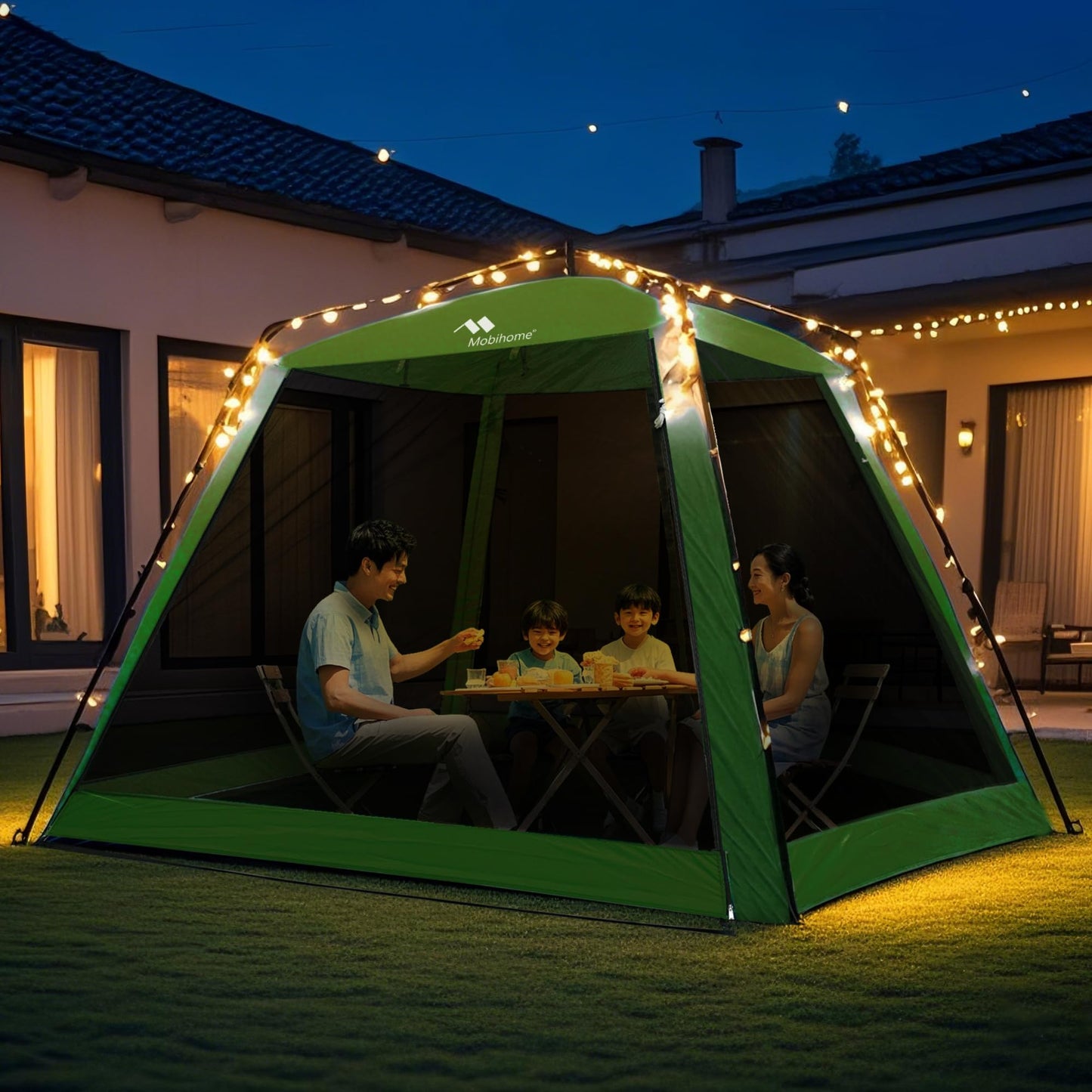 Pop Up Screen House Gazebo 8.2'x8.2'x75'' – Instant Portable Canopy with Mosquito Netting & UPF Sun Protection, Tool-Free 60s Setup, Foldable Outdoor Tent for Backyard, Camping, Park,Olive Green