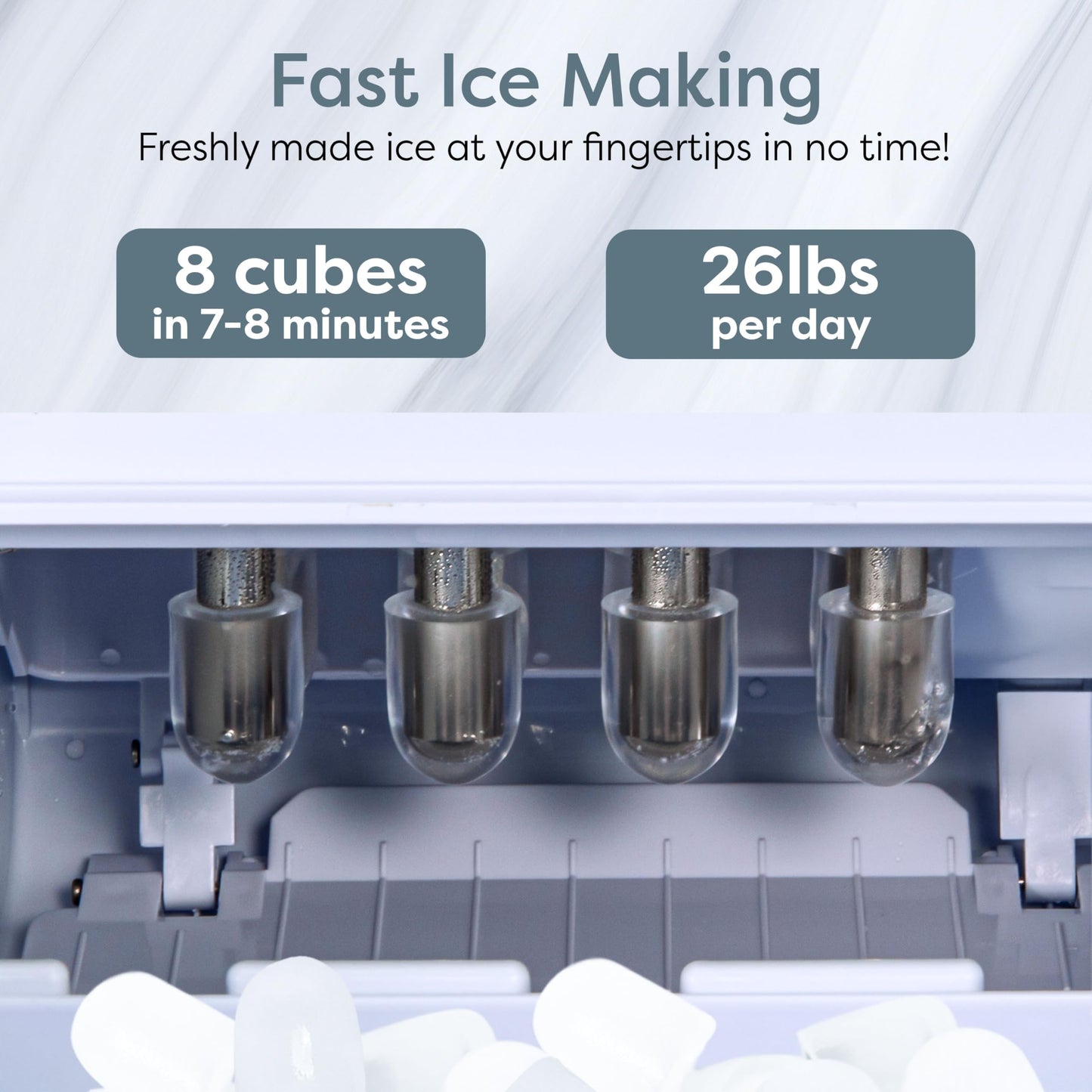Igloo Portable Ice Maker with Scoop - Countertop Ice Maker with LED Control Panel & 1.5 Quart Water Tank - Ice Cube Maker Produces 26 Lbs. of Ice in 24 Hours with 9 Large or Small Cubes in 7 Minutes