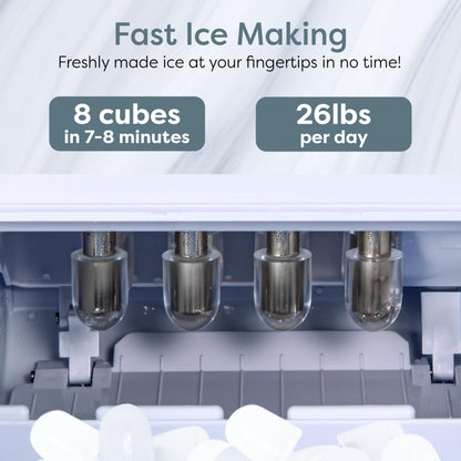 Igloo Portable Ice Maker with Scoop - Countertop Ice Maker with LED Control Panel & 1.5 Quart Water Tank - Ice Cube Maker Produces 26 Lbs. of Ice in 24 Hours with 9 Large or Small Cubes in 7 Minutes