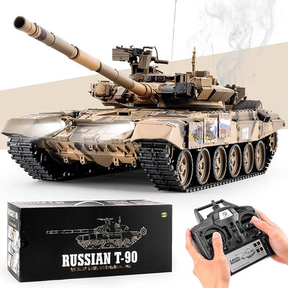 RC Tank Russian T-90 Main Battle Tank 1/16 2.4ghz Remote Control Vehicle with Sound &amp Light for Ages 14+