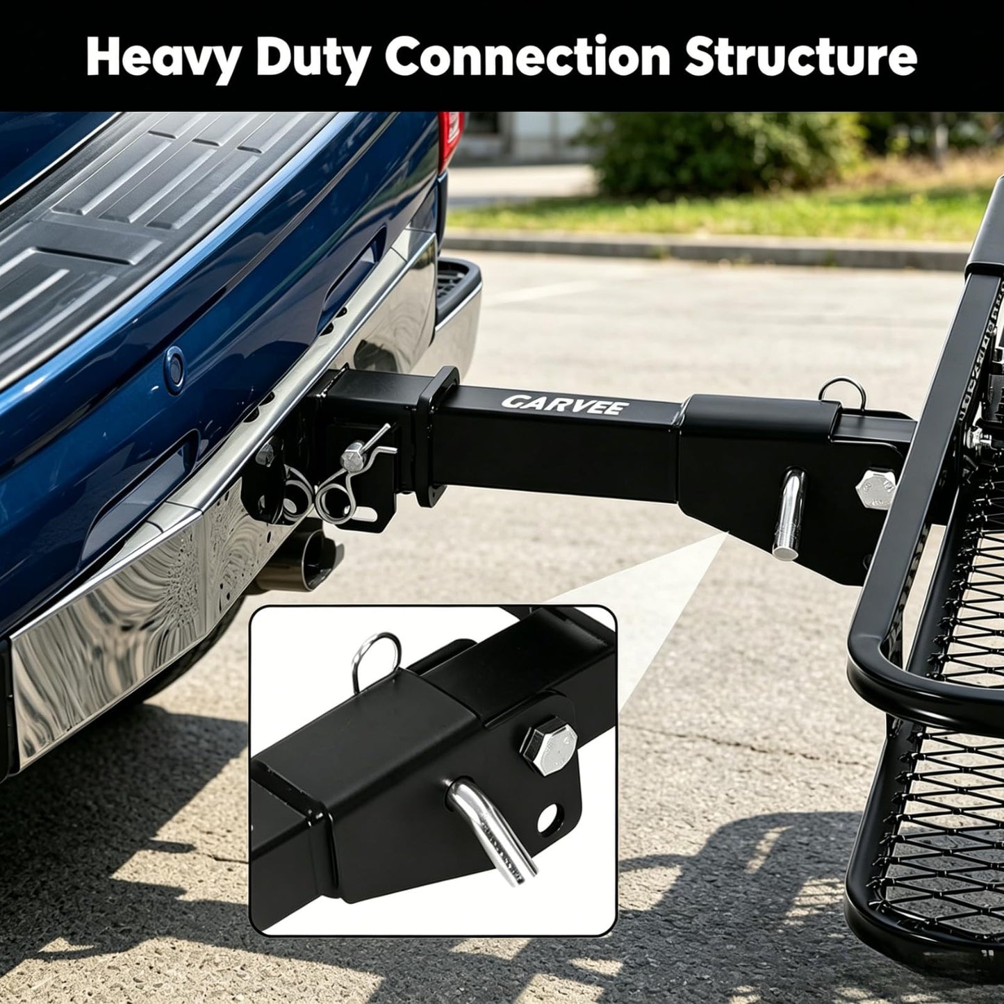 72" x 30" Fold-Up Hitch Cargo Carrier with Hitch Lock and Reflective Safety Panels – 600 Lbs Capacity Hitch Mount Cargo Carrier Fits 2" Receiver for SUVs, Trucks & Off-Road Vehicles