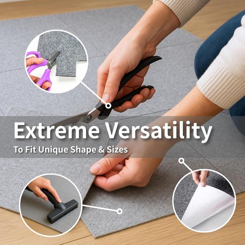 Cozy Den Non-Slip Rug Pads - Felt & Rubber for Area Rugs & Tile Floors | 23.8" x 23.8" | 10 Pcs - Nevada Gray