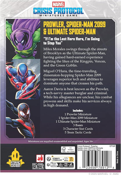 Asmodee Marvel: Crisis Protocol Prowler Spider-Man 2099 &amp Ultimate Spider-Man Character Pack - Tabletop Superhero Game Ages 14+ 2 Players 90 Min Playtime