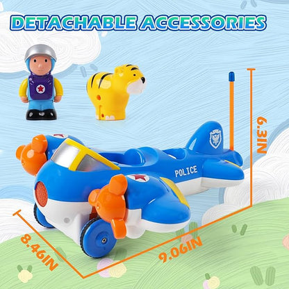 Remote Control Airplane for Kids - Birthday Gifts for Boys Toddlers Ages 18+ Months 2 3 4 5 Year Old RC Cartoon Aircraft Toy with Lights Music and Easy Control