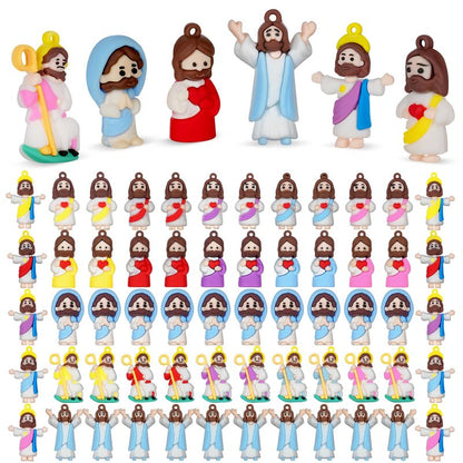 60PCS Mini Little Jesus Figures,Easter Basket Stuffers Jesus Figurines in Bulk Jesus Loves You Tiny Jesus Figures,Pocket Miniature Figurines to Hide and Seek Easter Basket Essentials