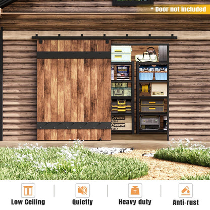 Easelife 10FT Exterior Sliding Barn Door Hardware Kit, Box Rail Track, 450lb Capacity, Black Weather-Resistant Steel, Wall Mount System for Outdoor Use, Fit Single 60in Door