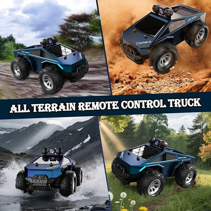 1:28 Scale FPV Monster Truck RC Cars with 720P HD Camera 2.4GHz Remote Control Car All-Terrain Off-Road RC Truck with Body Light 2 Rechargeable Batteries Toy Gift for Kids Adults Boys