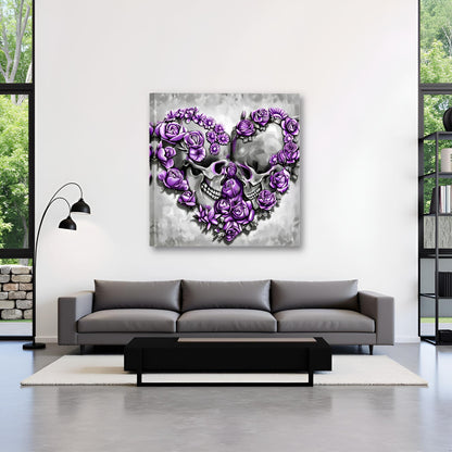 Artsbay Skull Wall Art Purple Skeleton Wall Decor Gothic Painting for Halloween Bedroomm Living Room 20" x 20"