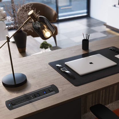 WEBANG Motorized Automatic Recessed Connectivity Box Outlet for Conference Room Table with 3 AC Receptacle, 2 RJ45, 2 USB Charger, 1 USB3.0, 1 HDMI, 1 VGA, Black