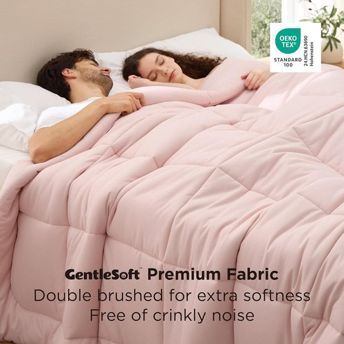 Bedsure Comforter Duvet Insert - Oversized King Size, GentleSoft Down Alternative Bedding, Pink 116 x 98 Inches