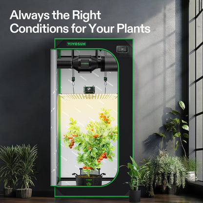 VIVOSUN Smart Grow Tent Kit 2.7 × 2.7ft WiFi-Integrated Automatic Complete Grow System with Full Spectrum LED Grow Light 150W, Efficient Ventilation System with GrowHub E42A+ Controller