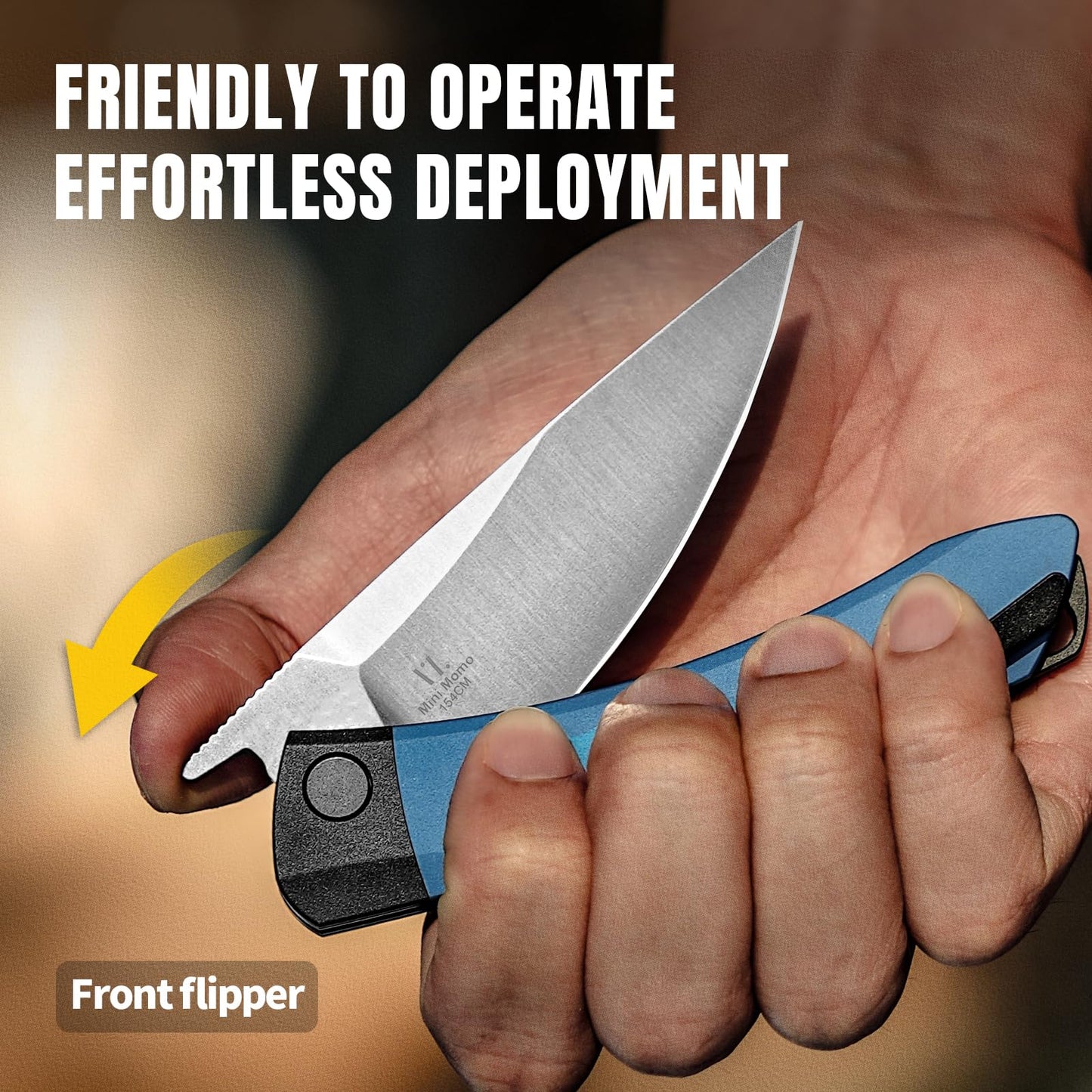 Kizer Mini Momo EDC Pocket Knife, 154CM Blade, Black & Blue Aluminum