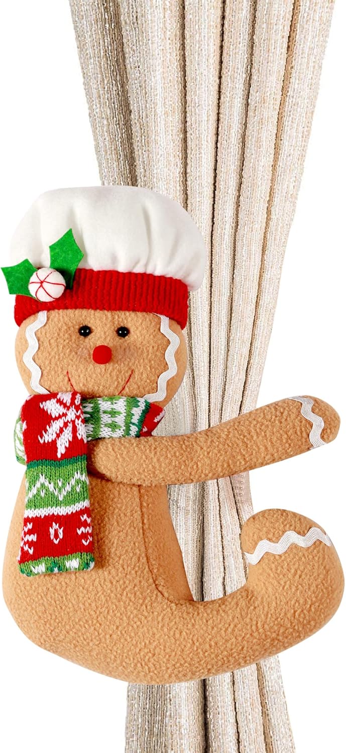 Skiennix Gingerbread Man Christmas Tree Topper - Unique Plush Stuffed Decor in Red, White & Green