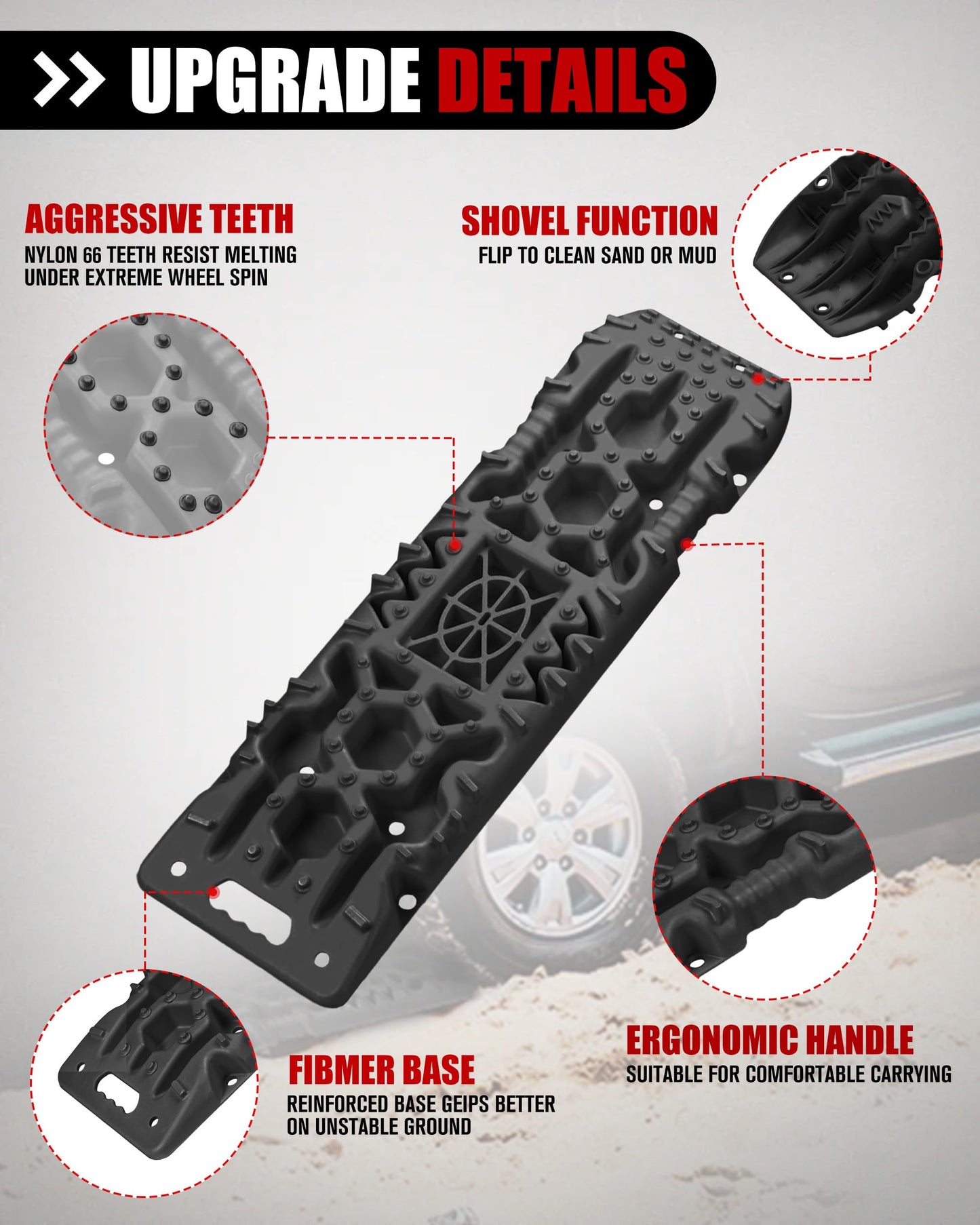 FieryRed Traction Boards Offroad, Recovery Boards with Jack Lift Base, Recovery Traction Board Mounting Kit