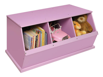 Badger Basket Stackable 3-Bin Storage Cubby - Modular Toy and Craft Organizer with Wide Mouth Bins, Expandable Design, Solid Panel Construction - Compatible with Other Units - Lilac