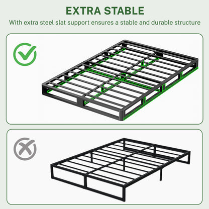 VIPSHOW 5 Inch Full Metal Bed Frame Round Corner Low Platform Bed Frames 3000 LBS Heavy Duty Steel Slats Support Mattress Foundation No Box Spring Needed, Noise Free, Easy Assembly, Black