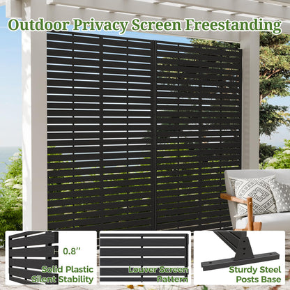 Trygoal Privacy Screen Outdoor 72" Hx47 W Freestanding Privacy Panel with Stand, HDPE Decorative Privacy Fence with Louver Pattern, Patio Divider Screen, Privacy Screens for Outside,Balcony