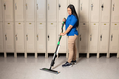 Unger Commercial Excella 18 " Floor Cleaning Kit - Floor Mop with Height Adjustable Pole and Liquid Dispensing, Includes 2 Microfiber Pads and 2 Refillable Bottles - EFKT1