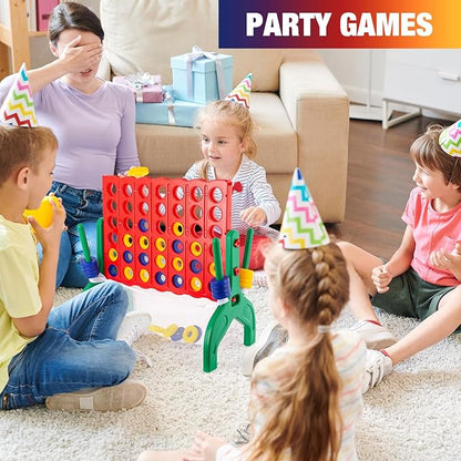 1.9 Feet Giant 4 in A Row Game Jumbo 4-to-Score Connect Game Set for Kids &amp Adults Outdoor Yard Lawn &amp Indoor Floor Play Family Game Night &amp Party Board Games Grand Birthday Easter Gif