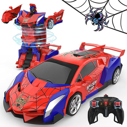 BLUEJAY Transform Rc Cars for Boys 4-7 8-12 2.4Ghz Remote Control Car 1:18 Scale Transforming Robot One-Button Deformation 360° Rotation Car Toy Gifts for Boys 3-5