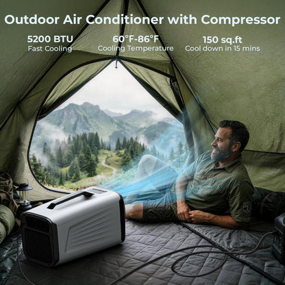 5200 BTU Portable Tent Air Conditioner for Camping, 4-in-1 Air Conditioner for Outdoor Indooer Using, 400W Consumption Quiet Small AC Unit for RV, Truck, Garage