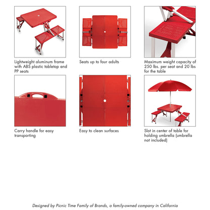 ONIVA - a Picnic Time brand - Folding Picnic Table - Camping Table - Outdoor Table with Umbrella Hole, (Red), 36.2" x 18" x 5.5"