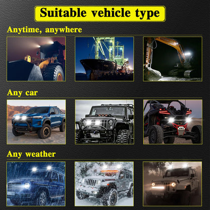 4 Inch LED pod Lights for Trucks - 72W 12000LM 12V/24V LED Work Light Bars Quad Row Equipment Light Waterproof Offroad Driving Lights for Car ATV UTV SUV Golf Cart Tractor (72W-30 Pack)