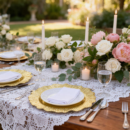 ZHTLTHZ 120-Pack 13" Gold Beaded Charger Plates – Disposable/Reusable Plastic Round Dinner Chargers, Prevents Food Overflow, Elegant Wedding Tableware, Formal Party Holiday Decor