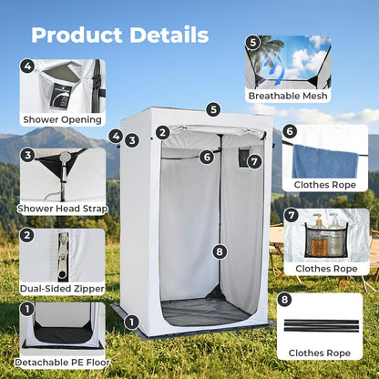 Alvantor® Shower Tent Changing Room Outdoor Shower Enclosure Privacy Shelter Toilet Tent Dressing Shelter Teflon Coating Fabric Multi-Proof Steel Pole for Patio, Garden, Poolside 47"x47"x81"