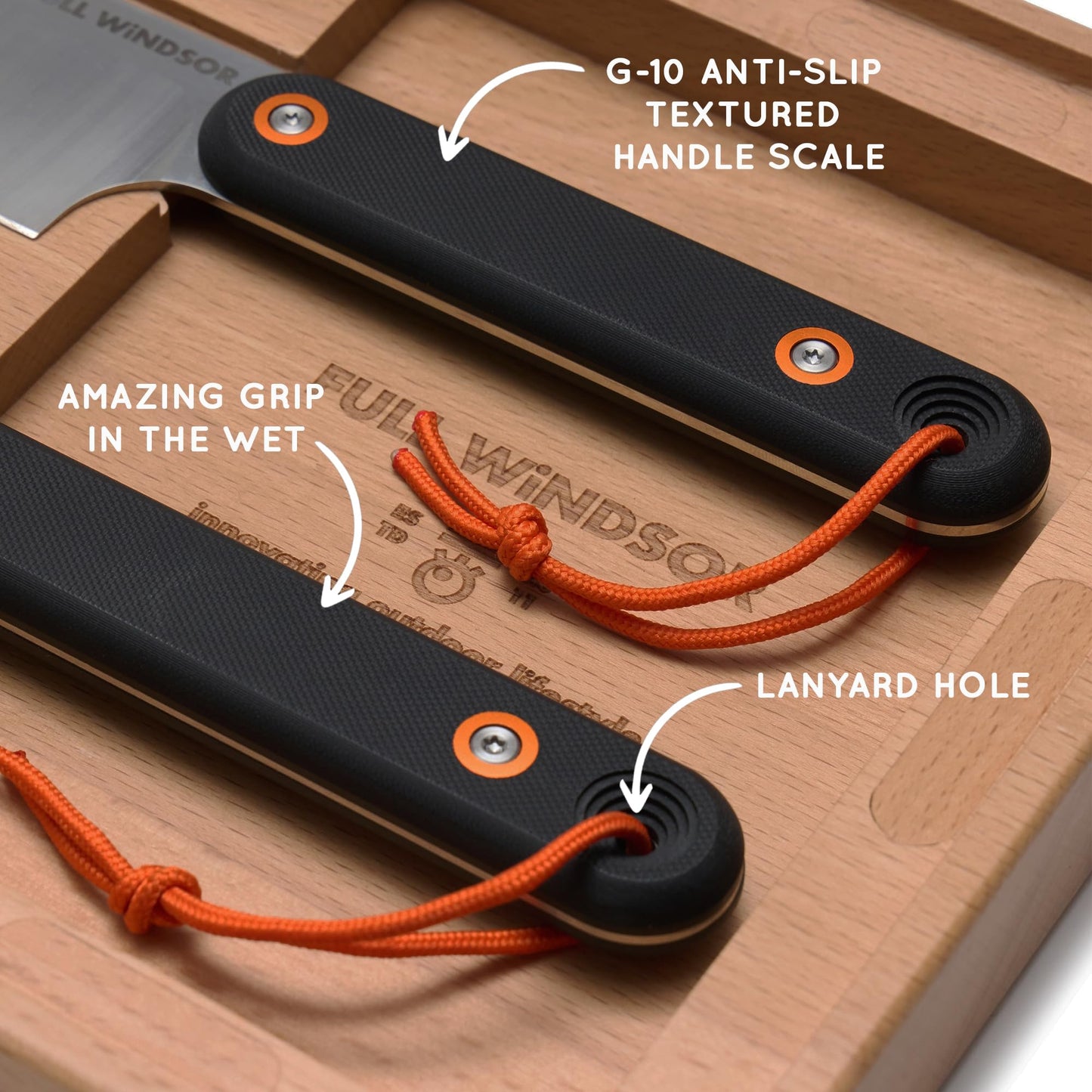 FULL WINDSOR - MagKnives Magnetic Camping Cutting Board and Knife Set - Portable Camping Kitchen Prep Kit with 2 Wood Cutting Boards, 6" Chef Knife, 3.5" Utility Knife, Carry Bag for Outdoor Cooking