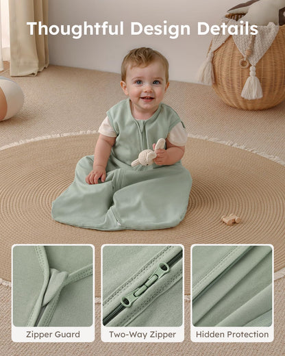 Yoofoss Baby Sleep Sack - 100% Organic Cotton Wearable Blanket | 12-18 Months, 2-Way Zipper, 3 Pack