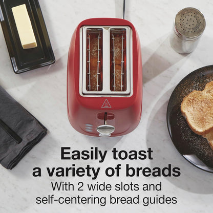 Proctor Silex 2-Slice Toaster - Bagel & Defrost Functions, 7 Shade Browning Control, Red