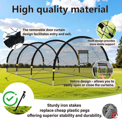 IDEATRY Baseball Batting Cages for Backyard - 30ft x 12ft x 8ft Portable Practice Softball Cage Net and Frame with Pitching Machine Hole, 12.7MM Fibreglass Poles and Carry Bag