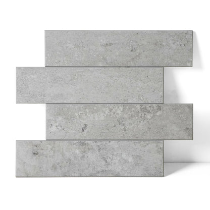 Colamo 10pcs Peel and Stick Backsplash Tiles, Thicker Self Adhesive Subway Tiles, Faux Stone Matt Tile fo Kitchen Backsplash, Stick on Accent Wall for Living Room, RV, Bedroom, Fireplace, Light Gray