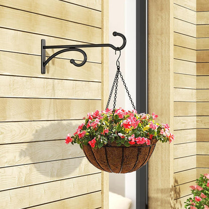Skiennix 8-Inch Planter Hooks - Durable Metal Plant Hanger for Indoor/Outdoor Use | Black, 2-Pack