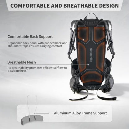 Naturehike 45L Rock 2.0 Upgraded Internal Frame Hiking Backpack for Outdoor Camping Travel Backpacking, Ultralight with Rain Cover Backpack for Adults(Black/L/45L)