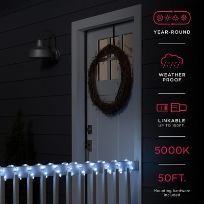 UltraPro LED Rope Lights, 50ft, Cool White 5000K, Indoor/Outdoor, Waterproof, Model 54846