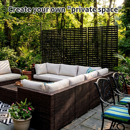 Metal Privacy Screen, 72" Outdoor Privacy Screen, Privacy Fence Panels with Stand, Provide Deck Privacy Protection, Privacy Fence for Garden, Pool, Patio, Balcony, Backyard Landscape