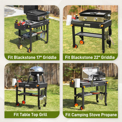 LKVHV Portable Outdoor Grill Table, Blackstone Grill Stand Solid and Sturdy 31"W x 17"D, Movable Kitchen Cooking Prep BBQ Cart with Wheels, Folding Cart for Ninja, Blackstone Griddle 17"/22" etc