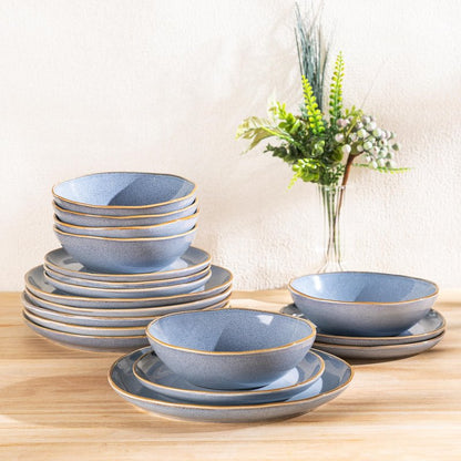 AmorArc Ceramic Dinnerware Sets,Handmade Reactive Glaze Stoneware Plates and Bowls Sets,Highly Scratch Resistant | Dishwasher & Microwave Safe Dishes Set,Service for 4 (12pc)